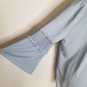 Karl Lagerfeld blue pearl detail blouse bell sleeves Blue